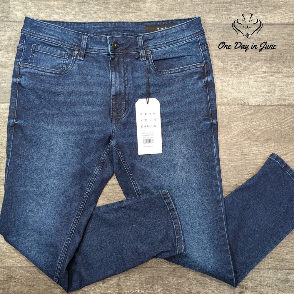tpj Skinny Fit Stretch Jeans Men's Knight Dark Blue NWT $120 Size 33X28